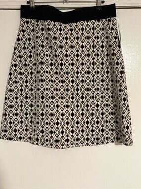 NWT Gilli XL Black Ivory Geometric Knit A-Line Skirt Stretch Waist